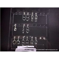 Poly Earring Display w/ 6 pairs Sterling Silver Earrings Retail: $120.00