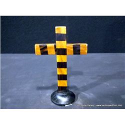 Small Standing Wooden Inlaid Cross, 5 3/4  x 3 1/2 Retail: $75.00