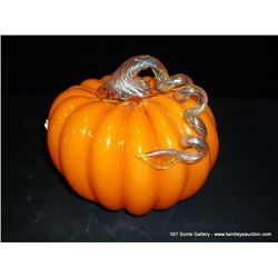 Large Glass Orange Pumpkin, 8  x  1/4  Retail: $390.00