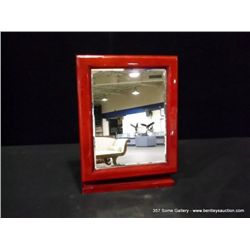 Red Wooden Framed Vanity Mirror