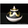 Image 3 : Raku Large Lidded Bowl with Avanyu Water Serpent Designed In Gold by Loewenkamp, 10" x 9 1/2"