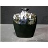 Image 1 : Sage Molded Black Vase with Sky Blue Glaze, 9" x 7 1/2" Retail: $105.00