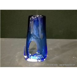 Tablonski Poland Blue Hand Blown Glass Vase 11 3/4  x 6  Retail: $695.00