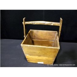 Wooden Basket with Broken Bottom, 20" x 16" x 15"