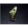 Image 1 : Green Serpentine Stone Sculpture on Black Marble Base, Unknown Artist 6 1/2"x2"x4" on Base Measuring