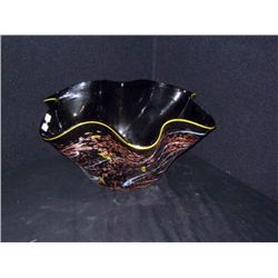 Blown-Glass Scallop Fluted Black Clamshell Centerpiece 10"x20" Retail: $1,120.00