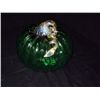 Image 2 : Blown-Glass Dark-Green Amber Pumpkin 7 1/2"x7 1/2" Retail: $390.000