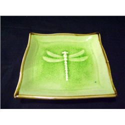 Green Dragonfly Design Ceramic Platter 3 1/4"x5"- World Market