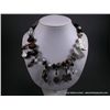 Image 1 : Large Rock & Clear Beaded Necklace w/ Sterling Sliver Color Accents by Monica Yocum Weight: 190.2 Gr
