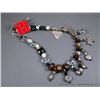 Image 2 : Large Rock & Clear Beaded Necklace w/ Sterling Sliver Color Accents by Monica Yocum Weight: 190.2 Gr