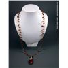 Image 1 : Long Red Beads and Wire Liquid Necklace W/ Red Rock Panda Carolina w/ Liquid Sterling Silver Accents