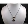 Image 1 : 14K Yellow Gold on Sterling Silver Pendant w/ Opal & Clear Gems-Marked w/ Double Loop Weight: 10.1 G