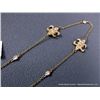 Image 4 : 14K Yellow Gold on Sterling Necklace w/ La Fleur Medallions and Clear Gems-Marked FAS Weight: 21.6 G