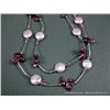 Image 3 : Liquid Sterling Silver Necklace w/ Dark and Light Pink Stones Weight: 17.3 Grams Retail: $139.00