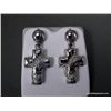 Image 1 : Sterling Silver Nugget Cross Earrings w/ Clear Gems Weight: 10.6 Grams Retail: $174.00