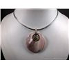 Image 1 : Sterling Silver Necklace W/ Pink Mother Of Pearl Like Stone w/ Heavy Silver Like Chain Weight: 43 Gr