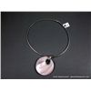 Image 2 : Sterling Silver Necklace W/ Pink Mother Of Pearl Like Stone w/ Heavy Silver Like Chain Weight: 43 Gr