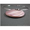Image 4 : Sterling Silver Necklace W/ Pink Mother Of Pearl Like Stone w/ Heavy Silver Like Chain Weight: 43 Gr