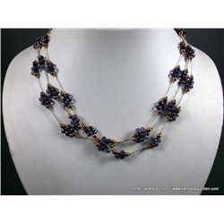 Liquid Sterling Silver Necklace w/ Purple Beads Weight: 29.7 Grams Retail: $195.00