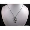 Image 1 : Sterling Silver Necklace and Pendant w/ Opal and Clear Gems-Marked w/ a Double Loop Weight: 7.5 Gram