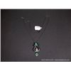 Image 2 : Sterling Silver Necklace and Pendant w/ Opal and Clear Gems-Marked w/ a Double Loop Weight: 7.5 Gram