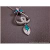 Image 4 : Sterling Silver Necklace and Pendant w/ Opal and Clear Gems-Marked w/ a Double Loop Weight: 7.5 Gram