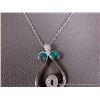 Image 5 : Sterling Silver Necklace and Pendant w/ Opal and Clear Gems-Marked w/ a Double Loop Weight: 7.5 Gram