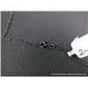 Image 8 : Sterling Silver Necklace and Pendant w/ Opal and Clear Gems-Marked w/ a Double Loop Weight: 7.5 Gram
