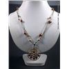 Image 1 : Liquid Sterling Silver Necklace w/ Beads and Pendant-Copper Toned, Gold and Silver Beads Weight: 25.
