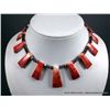 Image 1 : Sterling Silver Beaded Necklace w/ Red Stone Accents Weight: 58.9 Grams Retail: $495.00