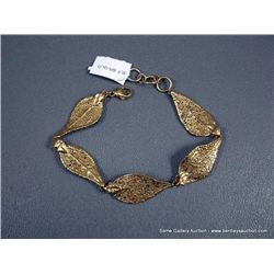 14K Yellow Gold Plated Leaf Pattern Bracelet Weight: 10.1 Grams Retail: $135.00