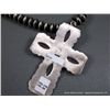 Image 5 : Sterling Silver Beaded Necklace w/ Stamped Sterling and Turquoise Cross Pendant-Marked C Weight: 96.