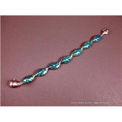 Sterling Silver Leaf Bracelet w/ Inlaid Opal Stones-marked w/ Double Loop Weight: 31.4 Grams Retail: