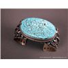 Image 1 : Stamped Sterling Silver Bracelet w/ Large Turquoise Stone-Marked D. Cadman Weight: 99.1 Grams Retail