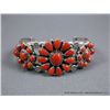 Image 1 : Sterling Silver Bracelet w/ 3-Coral Red Blossoms- Marked Lee Bennett Weight: 74.2 Grams Retail: $1,2