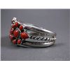 Image 4 : Sterling Silver Bracelet w/ 3-Coral Red Blossoms- Marked Lee Bennett Weight: 74.2 Grams Retail: $1,2