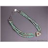 Image 2 : Santa Domingo Multi Strand Turquoise Necklace w/ Inlaid Pendant-Marked Timothy Bailobi Weight: 102.4