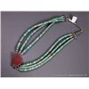 Image 8 : Santa Domingo Multi Strand Turquoise Necklace w/ Inlaid Pendant-Marked Timothy Bailobi Weight: 102.4
