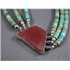 Image 9 : Santa Domingo Multi Strand Turquoise Necklace w/ Inlaid Pendant-Marked Timothy Bailobi Weight: 102.4