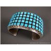 Image 1 : Sterling Silver Wide Bracelet w/ Rows of Turquoise -Marked Paul Livingston Weight: 145.1 Grams Retai
