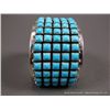 Image 5 : Sterling Silver Wide Bracelet w/ Rows of Turquoise -Marked Paul Livingston Weight: 145.1 Grams Retai