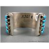 Image 6 : Sterling Silver Wide Bracelet w/ Rows of Turquoise -Marked Paul Livingston Weight: 145.1 Grams Retai
