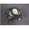 Image 1 : Stamped Sterling Silver Southwest Bracelet w/ Carico Turquoise-Marked Derrick Gordon Weight: 132.7 G