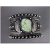 Image 2 : Stamped Sterling Silver Southwest Bracelet w/ Carico Turquoise-Marked Derrick Gordon Weight: 132.7 G