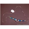 Image 2 : Sterling Silver Necklace w/ Amethyst, Opal and Clear Gems-Marked w/ Double Loop Weight: 18.3 Grams R