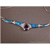 Image 3 : Sterling Silver Necklace w/ Amethyst, Opal and Clear Gems-Marked w/ Double Loop Weight: 18.3 Grams R