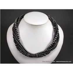 Sterling Silver Dark Grey Beaded Necklace Weight: 78.6 Grams Retail: $900.00