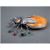 Image 3 : Insect Shaped Pin W/ Orange Stone Mounted on Sterling Silver-Herbert Ration Weight: 20.5 Grams Retai