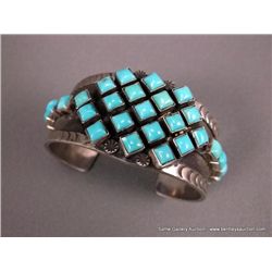 Sterling Silver Bracelet W/ Turquoise Stones- Marked NB Weight: 86.5 Grams Retail: $695.00