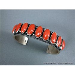 Sterling Silver Bracelet W/ Coral/Lapis Stones- Marked LB Weight: 70.4 Grams Retail: $595.00